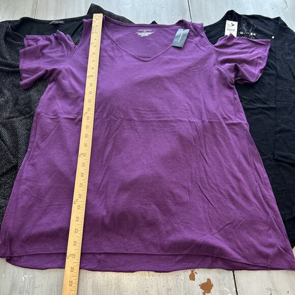 NWT Lane Bryant Purple Taupe Silver Shirt Lot of 4 Sz 14 16 Rhinestone Dragonfly - Picture 4 of 13